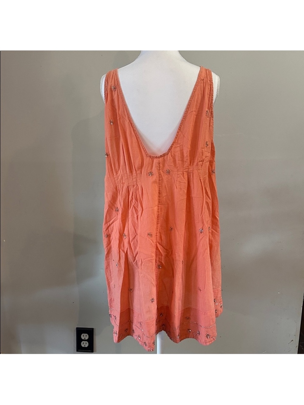 Free People Coral Embellished Sleeveless Dress